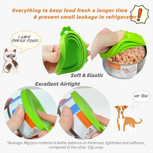 Vista 4 de Tapas de silicona para latas de comida para gatos/perros, 3 tamaños universales para latas de comida para mascotas de 3 onzas, 5.5 onzas, 6.5 onzas