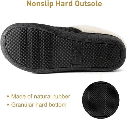 Vista 4 de Wishcotton Women's Lamb-rub Sherpa House Slippers Memory Foam Indoor Outdoor