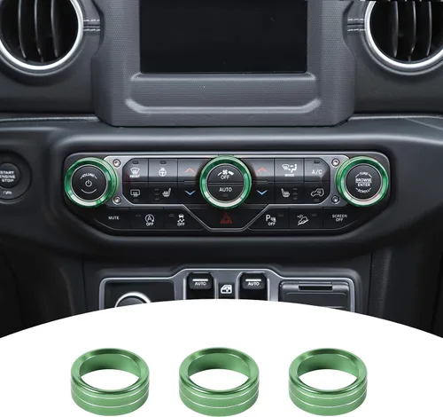 Vista 14 de JeCar - Cubierta de perilla de interruptor de aire acondicionado, de aleación de aluminio, compatible con Jeep Wrangler 2018-2023 JL JLU y 2020-2023