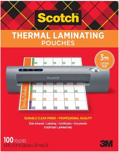 Vista 9 de Bolsas de laminación térmica Scotch, para uso con laminadores térmicos, 8.9 x 11.4 pulgadas, hojas tamaño carta, paquete de 100