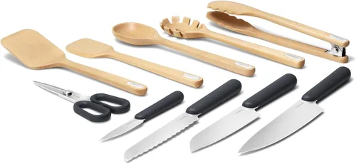 Vista 12 de Caraway Juego de cuchillos de cocina y juego de utensilios de madera Crema