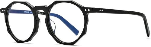 Vista 5 de HEPIDEM Gafas de acetato para hombre marco de anteojos ópticos de miopía redondo retro vintage