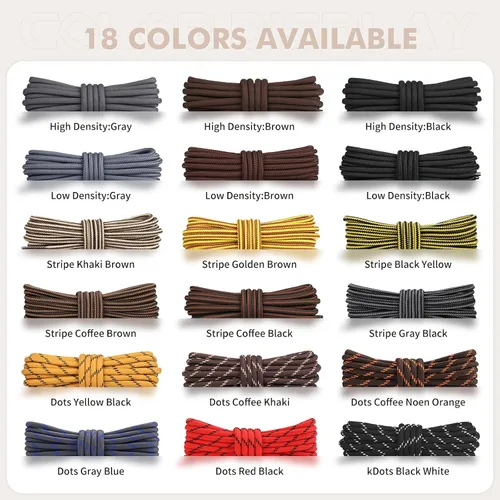 Vista 6 de Stepace Cordones redondos 2 pares Cordones resistentes para botas de senderismo y trabajo