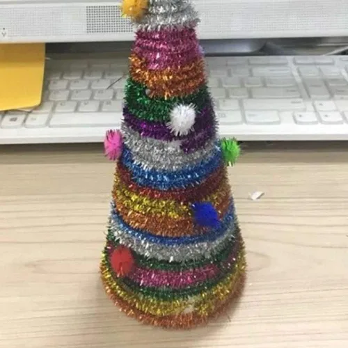 Vista 3 de AKOAK 100 tallos metálicos de felpilla brillante de 0.236 in x 11.811 in, tallos de oropel con alambre para manualidades (morado)