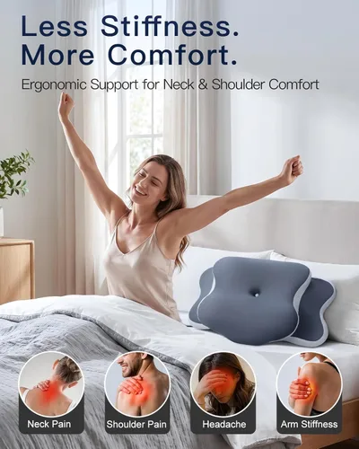 Vista 3 de Almohada cervical ergonómica para aliviar el dolor de cuello Gris