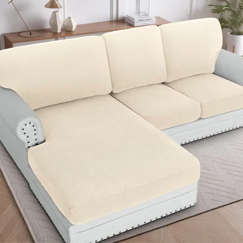 Vista 17 de H.Versailtex - Funda de sofá seccional de 1 pieza, funda deslizante para chaise con forma de L, funda de cojín separada para sofá seccional tanto