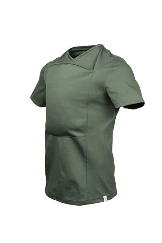 Vista 6 de Lalabu Camisa para papá Portabebés Camisa canguro Ropa de bebé para papás (M, helecho)