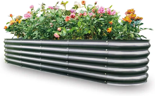 Vista 24 de GARDMAX 2x2x1FT Galvanized Round Raised Garden Bed Kit, Metal Planter Boxes Outdoor with Easy Assembly, Large Garden Bed for Vegetables, Fruits