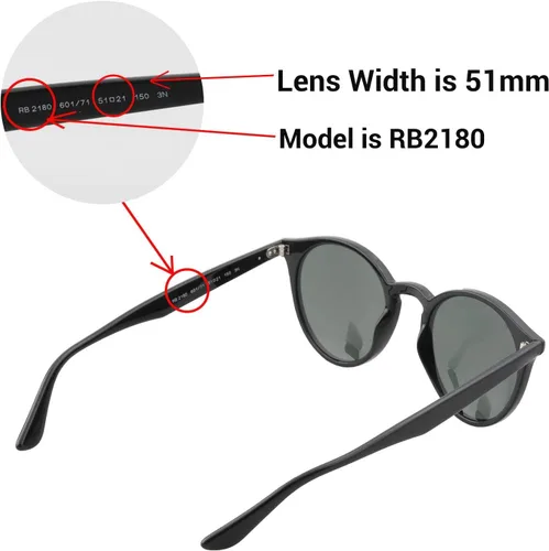 Vista 5 de Walleva Lentes de repuesto para lentes de sol Ray-Ban RB2180 de 2.008in, múltiples opciones disponibles