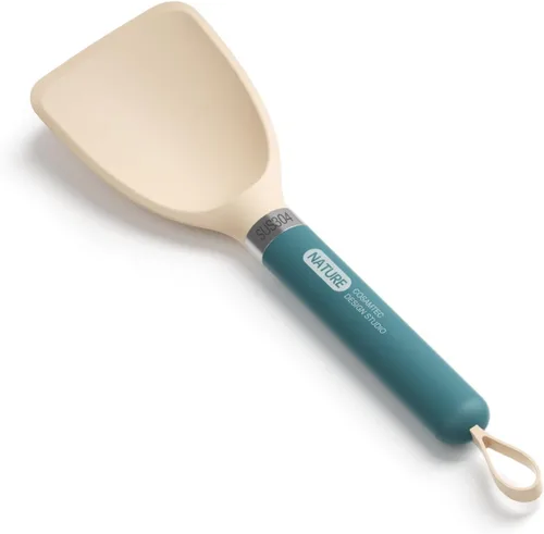 Vista 2 de Espátula pequeña de silicona para cocinar girador flexible con núcleo interior sólido y mango de nailon resistente al calor, espátula ideal