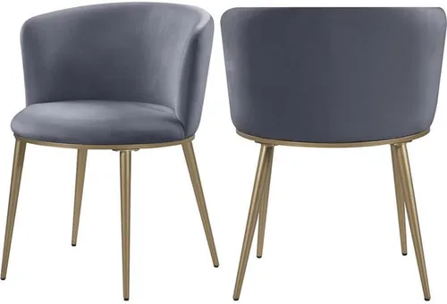 Vista 6 de Meridian Furniture Skylar Collection Modern Silla de comedor tapizada contemporánea con respaldo redondeado y patas de hierro resistentes, juego