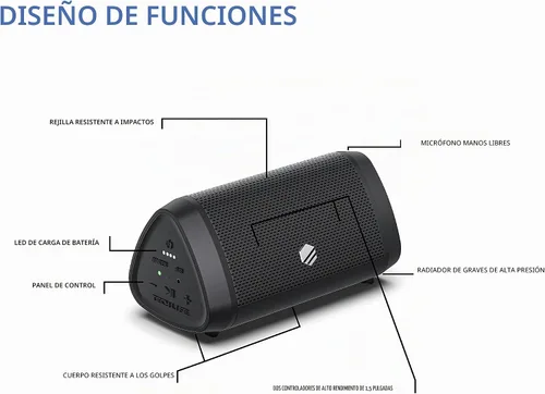 Vista 7 de Tech-Life Mini altavoz Bluetooth inalámbrico portátil pequeño con alto volumen para actividades al aire libre - Altavoz Bluetooth impermeable