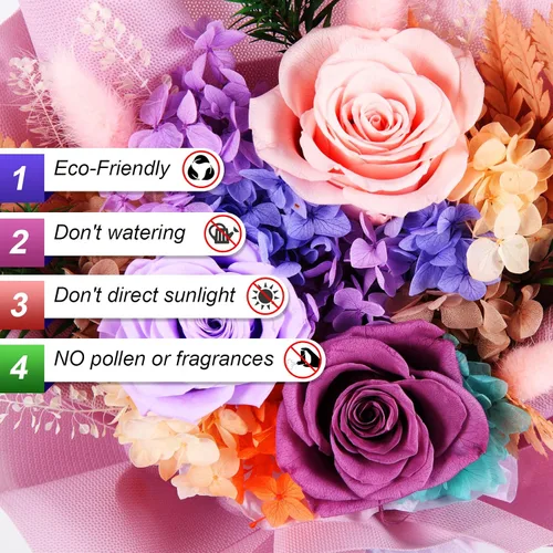 Vista 5 de Flor para siempre, ramo de rosas que dura 3 años, flores de cumpleaños, flores de condolencia, regalos para ella, mamá, abuela, esposa, amigas