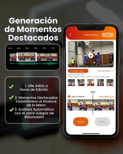 Vista 5 de XbotGo Cámara de acción deportiva AI Chameleon con seguimiento automático - Cámara de 4K 60FPS para fútbol y seguimiento de baloncesto para deportes