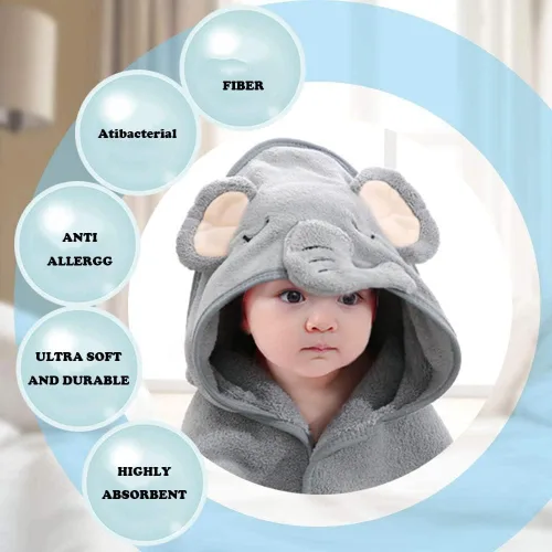 Vista 2 de URSEORY Paquete de 2 toallas de baño con capucha, toallas de baño suaves de primera calidad para bebés, recién nacidos, bebés y niños pequeños