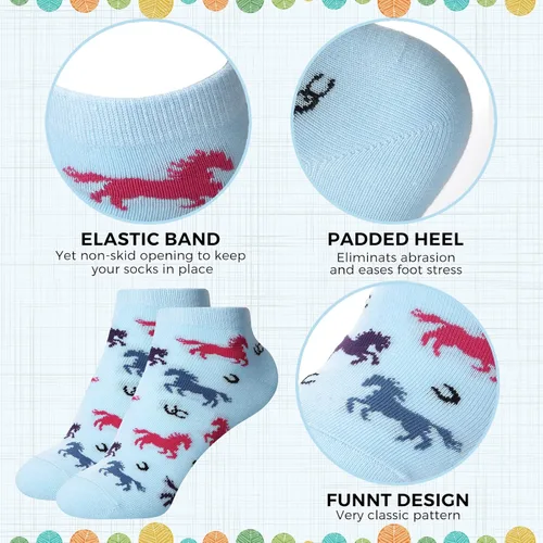 Vista 2 de 5 Pairs Womens Novelty Sloth Horse Ankle Socks Casual Funny Low Cut socks Cute Animal Gifts for Women Girls