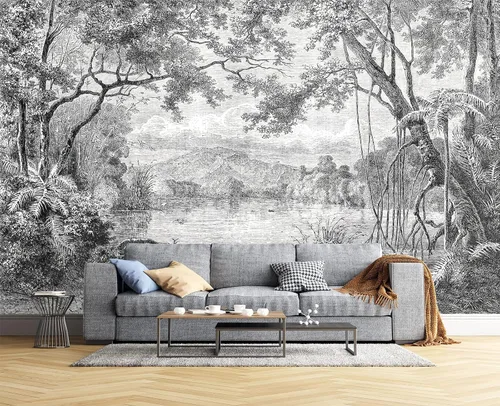 Vista 29 de Papel tapiz mural de pared 3D de metal rojo y negro para dormitorio, 137" x 100