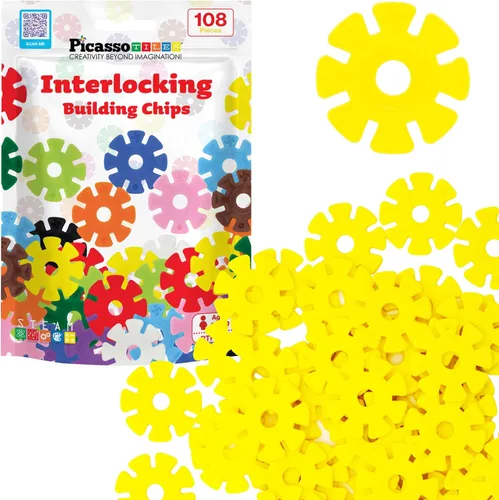 Vista 14 de PicassoTiles Juego de 600 fichas de construcción entrelazadas con bloques de disco creativos, juguetes de aprendizaje STEM para educación temprana