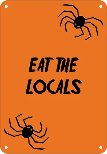 Vista 16 de Señal reflectante de aluminio de Halloween "Eat The Locals" 7" x 10" (HW-0084-RA)