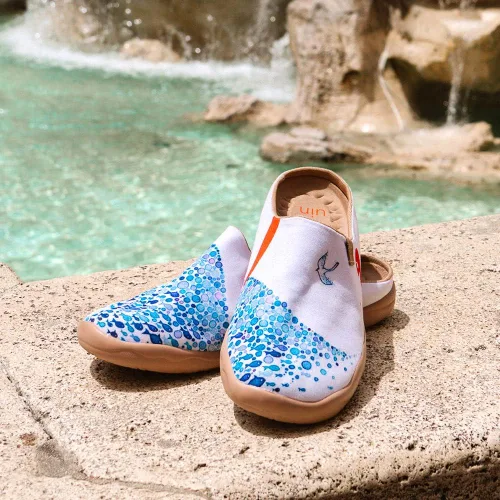 Vista 5 de Mocasines UIN para mujer, cómodos, modernos, pintados con diseños artísticos, para viajar, con punta ancha, estilo informal, Málaga