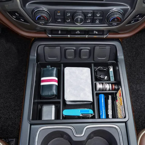 Vista 3 de EDBETOS Bandeja Organizadora de Consola Central Compatible con Accesorios Chevy Silverado/GMC Sierra 1500 2014-2018 2015-2019 Silverado/Sierra