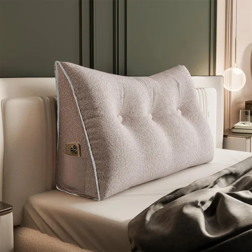 Vista 35 de Almohada de cuña doble gruesa de 8 libras para cabecero de dormitorio universitario, almohada de cuña de terciopelo con respaldo triangular