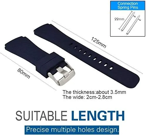 Vista 8 de iBazal 22mm Silicone Band Compatible with Samsung Galaxy Watch 3 45mm Galaxy Watch 46mm Gear S3 Frontier Classic Band, Adjustable Silicone Strap
