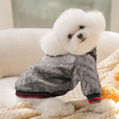 Vista 2 de Sudadera con capucha para perro de diseño clásico, abrigo de lujo para cachorros, abrigo cálido para mascotas, diseño de cremallera, ropa de peluche