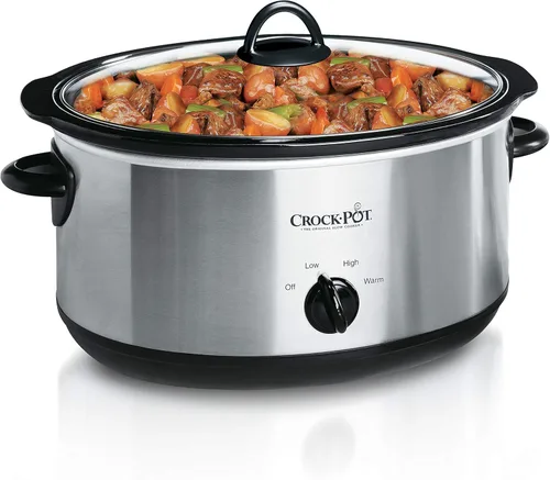 Vista 5 de Crock-Pot Olla de cocción lenta programable de 8 cuartos de galón + olla de cocción lenta manual ovalada de 7 cuartos de galón, acero inoxidable