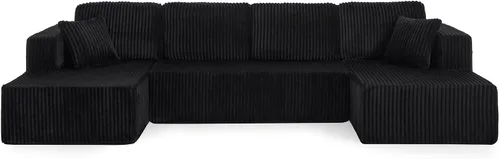 Vista 7 de Modular Sectional Couches Sofa, U-Shape L-Shaped Convertible Sleeper Sofa Bed, Cloud Couch Sectional for Living Room Bedroom Apartment Black - 5 Seat