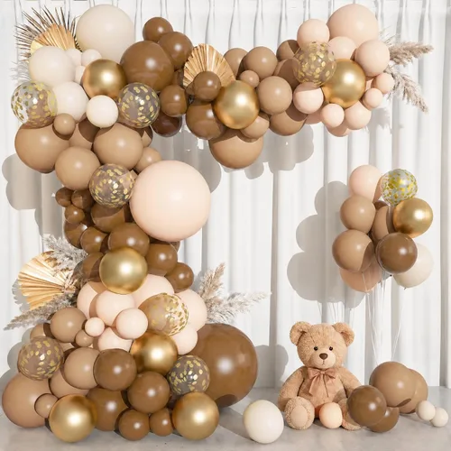 Vista 16 de Kit de Arco de Guirnalda de Globos de Vaquero Occidental de 170 Piezas, Globos de Confeti Negro y Marrón con Estampado de Vaca para Granja