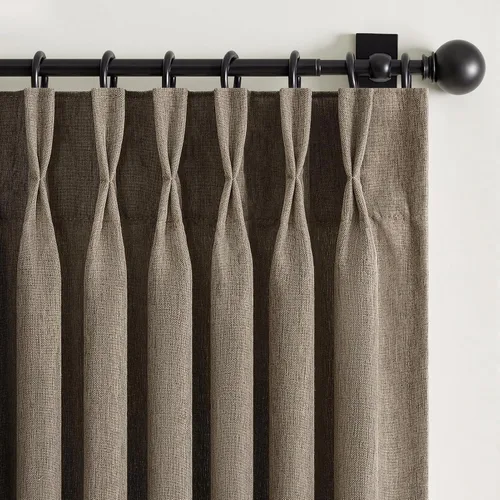 Vista 16 de 2 paneles de cortinas plisadas de lino beige de 84 pulgadas de largo, para dormitorio y sala de estar, cortina plisada con ganchos y pestaña trasera