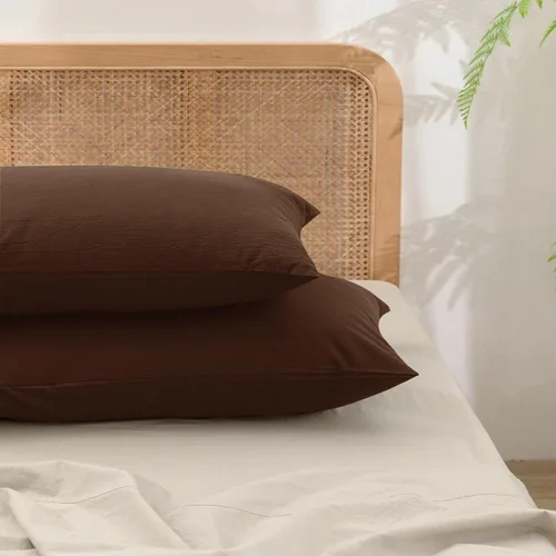 Vista 28 de BESTOUCH 100% Algodón Lavado Funda de Almohada para Cabello y Piel, Sensación de Lino, Suave, Cómoda, Transpirable, Juego de 2 Fundas de Almohada