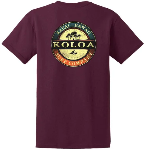 Vista 8 de Koloa Surf - Camisetas de algodón pesado para hombre, tallas grandes y altas Azul acuático/negro buscando diseño de ondas