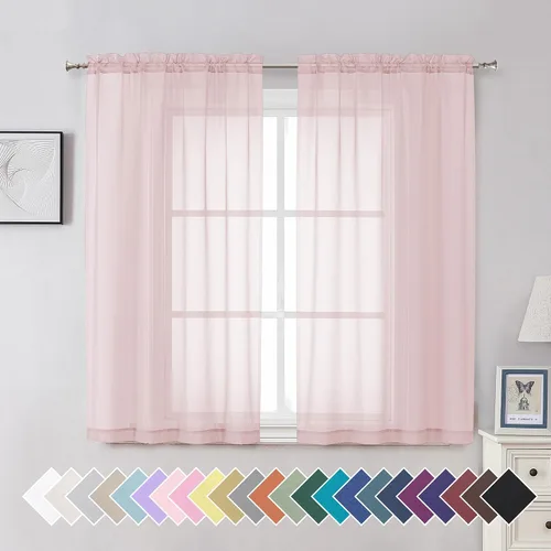 Vista 76 de Aiyufeng 2 paneles de cenefa transparente negra de 14 pulgadas de largo, cortinas cortas negras transparentes para dormitorio, cortinas de cocina