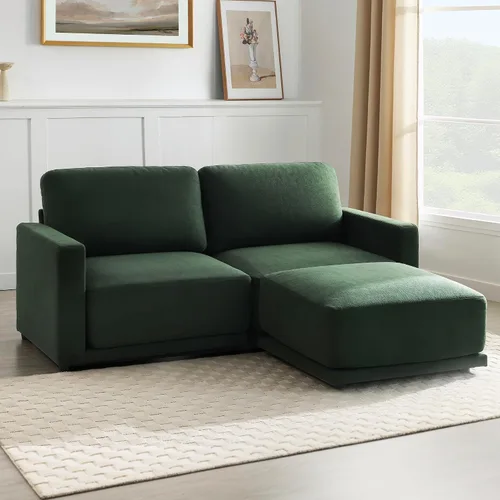 Vista 20 de Sofá modular de 79 pulgadas para sala de estar pequeña, sofá moderno en forma de L con otomana, juego de sofá de felpilla de 3 piezas para muebles
