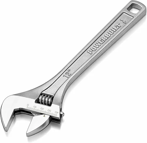 Vista 6 de Powerbuilt Llave ajustable de 4 pulgadas, llave de fontanería de apertura de mandíbula ancha, marcas de mandíbula preajuste fácil de leer, mango