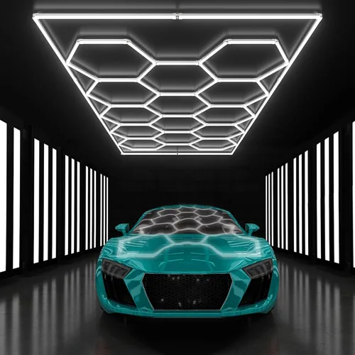 Vista 8 de Luces hexagonales para garaje, LED ultra brillantes de 6500 K, 156 W, 17280 lúmenes; luz hexagonal para luces de garaje, techo, peluquería, taller