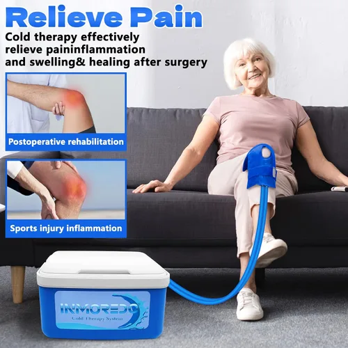 Vista 10 de Inmoredo Máquina de hielo para rodilla después de cirugía, máquina de terapia de frío para reemplazo de rodilla con temporizador programable