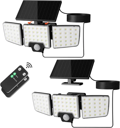 Vista 9 de Lepro Luces solares de seguridad para exteriores, sensor de movimiento 2 en 1, control remoto separado e integrado, IP65, impermeable, luces solares