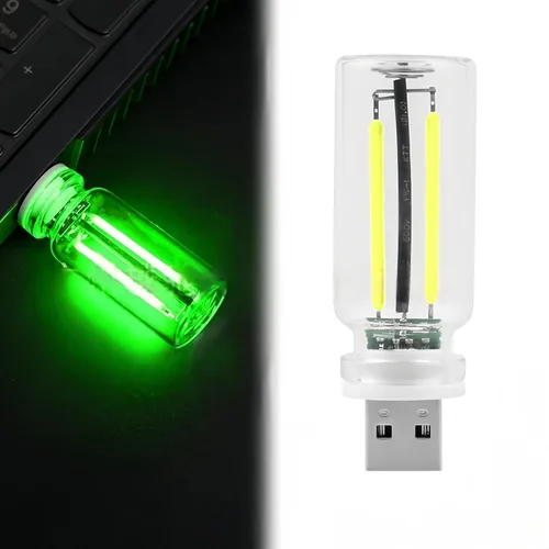 Vista 18 de Luz nocturna USB innovadora: nueva luz de ambiente táctil para cama y coche, botella de vidrio de cerámica LED – Perfecta para decoración mini Azul