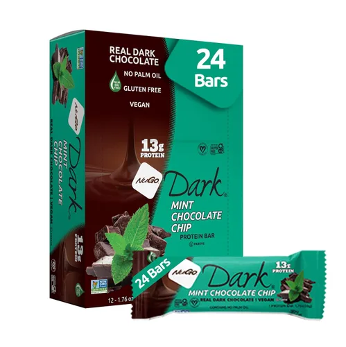 Vista 19 de NuGo Dark, caja variada de muestra, barra de proteínas veganas de 0.47-0.31 onzas, sin gluten, 12 CT