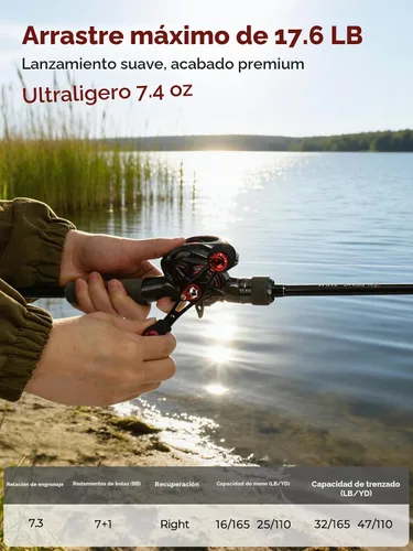 Vista 8 de Jenseits Carretes Baitcaster, carrete de pesca de alta velocidad 7.3:1, 7+ 7.3:1-derecho