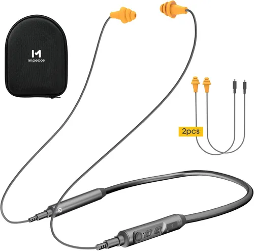 Vista 9 de MIPEACE Auriculares Bluetooth con banda para el cuello, protección para los oídos, auriculares de trabajo con reducción de ruido de 29 db