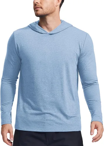 Vista 23 de PINSPARK Sudaderas ligeras con capucha tipo pullover para hombres, manga larga, sudadera con capucha para golf, gimnasio, entrenamiento, sudadera