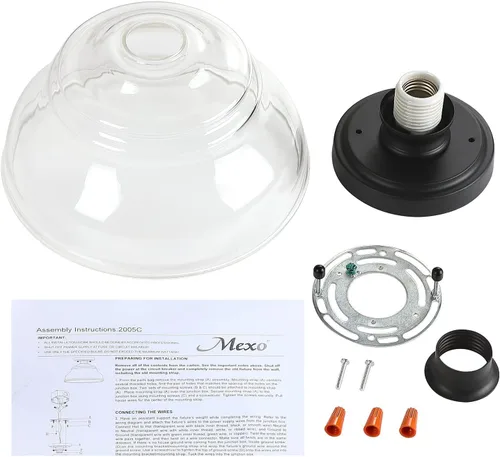Vista 4 de MEXO Lámpara de Techo Industrial Semi-empotrada, Luminaria Moderna de Vidrio Transparente Estilo Casa de Campo de 10" Luces de Techo Cercanas al