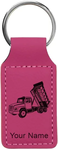 Vista 9 de LaserGram Llavero rectangular, camión volquete, grabado personalizado incluido