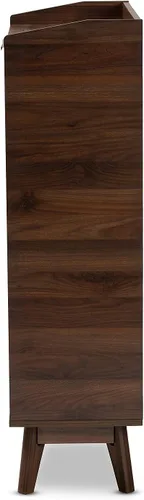 Vista 6 de Baxton Studio Lena Mid-Century - Armario moderno de madera con 5 estantes con acabado marrón nogal