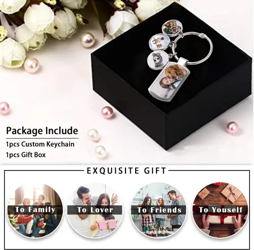 Vista 6 de Llavero personalizado de doble cara con impresión de imagen de aleación a color llavero de fotos personalizado regalos de texto personalizables
