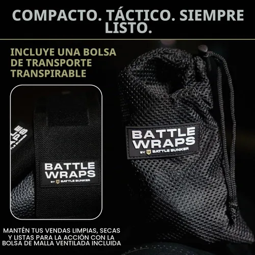 Vista 8 de Battle Bunker Wrist Wraps for Weightlifting - Heavy Duty Wrist Support Negro